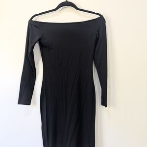 SHEIN Black Off-Shoulder Midi Dress